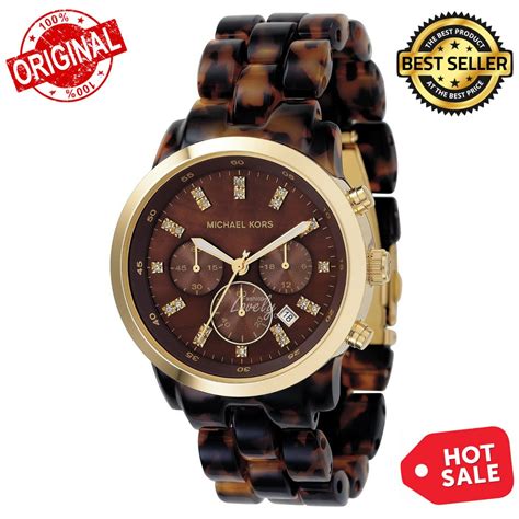 Michael Kors Tortoise Acrylic Brown Dial Ladies Watch MK5216